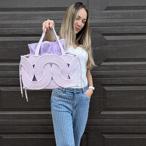 New Purple Handmade Rope Bag, Rope Shoulder Bag, Stylish Purse, Cotton Bag, Sust - Picture 8 of 8